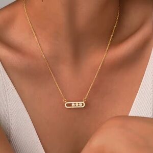 Designer Inspired Gold Square Bar Link Necklace